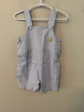 Masters Seersucker Striped Overalls - Light Blue & White
